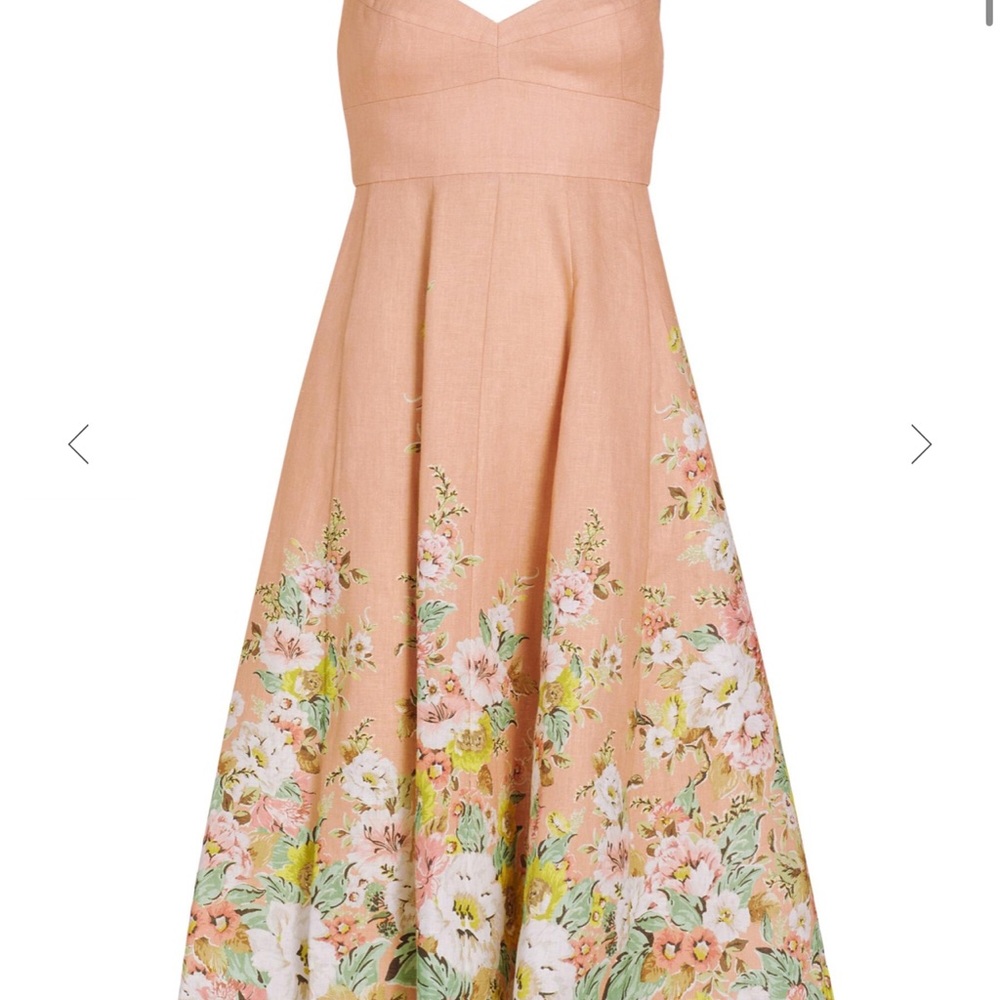 Zimmermann Gold Cream Strapless Ruched A-line Dress